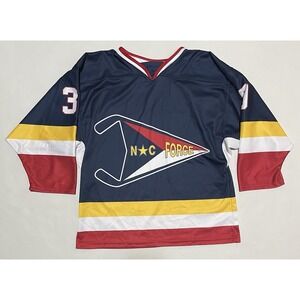 Vintage OT Sports Hockey Jersey #30 Medium Goalie Made In USA Navy NC FORCE